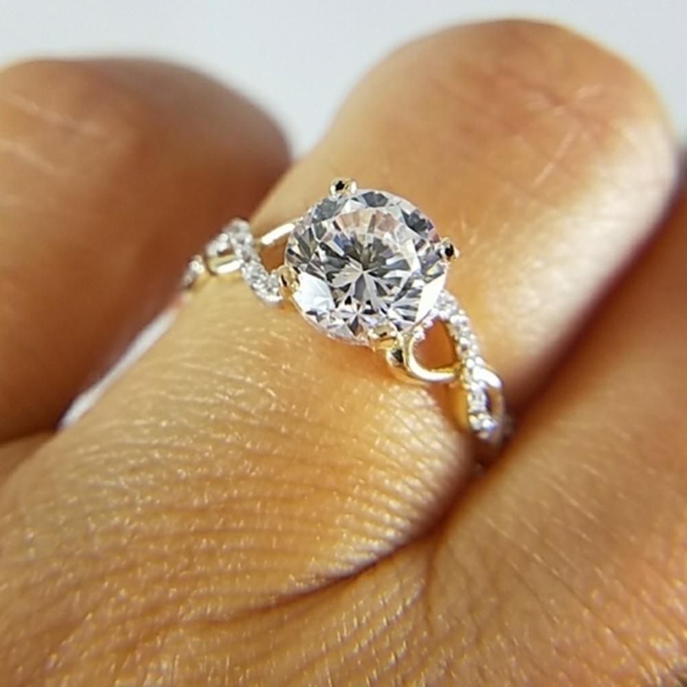 14k Solid Yellow Gold Engagement Ring 1ct Round